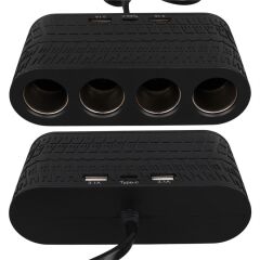 Olesson 1654 12-24V Çift USB - TYPE-C 120W 80cm Kablolu 4'LÜ Araç Çakmak Çoklayıcı