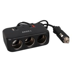 Olesson 1656 12-24V Çift USB + Çift TYPE-C 120W 80cm Kablolu 3'lü Araç Çakmak Çoklayıcı