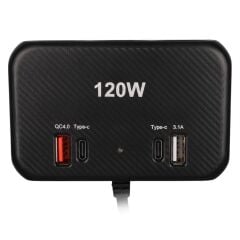 Olesson 1656 12-24V Çift USB + Çift TYPE-C 120W 80cm Kablolu 3'lü Araç Çakmak Çoklayıcı