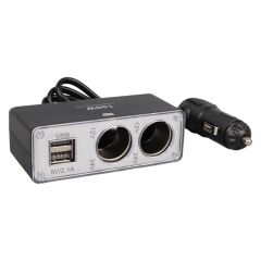 Olesson 1647 12-24V Çift USB Girişli 100W 70cm Kablolu 2'li Araç Çakmak Çoklayıcı