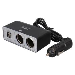 Olesson 1647 12-24V Çift USB Girişli 100W 70cm Kablolu 2'li Araç Çakmak Çoklayıcı