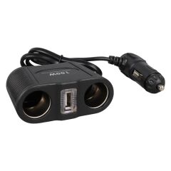 Olesson 1645 12-24V Tek USB Girişli 100W 70cm Kablolu 2'li Araç Çakmak Çoklayıcı
