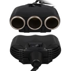 Olesson 1634 12-24V Tek USB Girişli 120W 80cm Kablolu Dijital Voltaj Ekranlı 3'lü Araç Çakmak Çoklayıcı