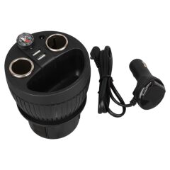 Olesson 1640 12-24V Çift USB Girişli 120W 80cm Kablolu Dijital Voltaj Ekranlı 2'li Araç Çakmak Çoklayıcı