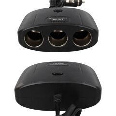 Olesson 1635 12-24V Çift USB Girişli 100W 70 CM Kablolu 3'LÜ Araç Çakmak Çoklayıcı 100x66x40mm