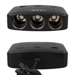 Olesson 1636 12-24V Çift USB Girişli 100W 70 CM Kablolu 3'LÜ Araç Çakmak Çoklayıcı