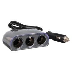 Olesson 1505 12-24V Çift USB Girişli 120W 80cm Kablolu 3'LÜ Araç Çakmak Çoklayıcı