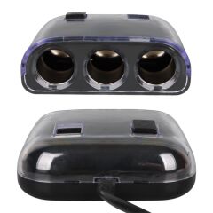 Olesson 1505 12-24V Çift USB Girişli 120W 80cm Kablolu 3'LÜ Araç Çakmak Çoklayıcı