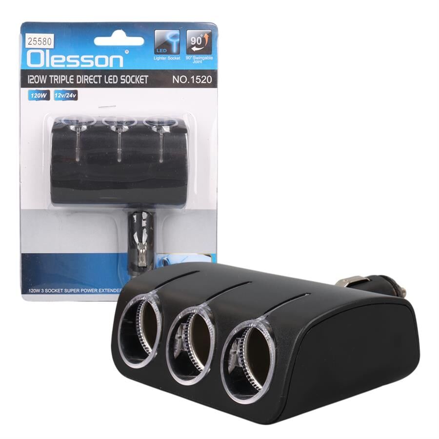 Olesson 1520 12-24V 120W 3'lü Araç Çakmak Çoklayıcı