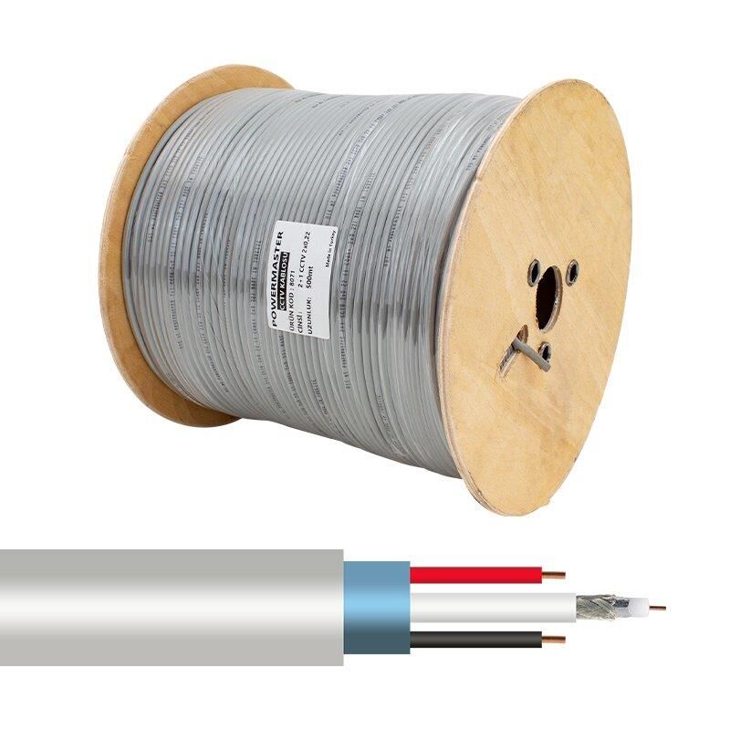 Powermaster 2+1 Gri 0.22 Mm CCTV Kamera Kablosu 500 Metre