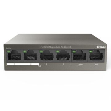 Tenda TEF1106P 2 x Uplink + 4 Port Poe Ethernet Switch 63 Watt