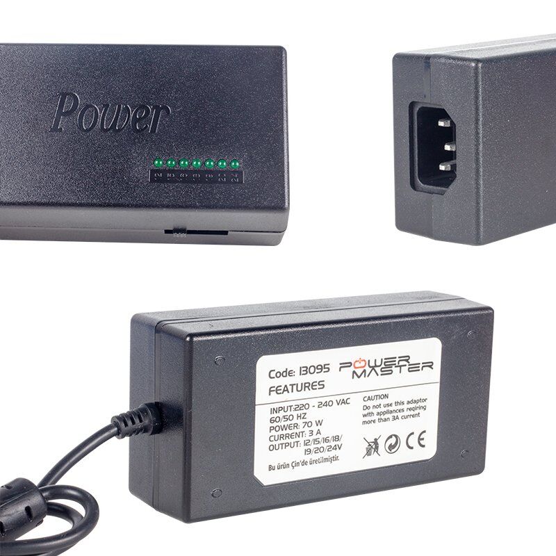 POWERMASTER PM-13095 12 VOLT - 24 VOLT - 70 WATT 8 UÇLU UNIVERSAL NOTEBOOK ADAPTÖRÜ