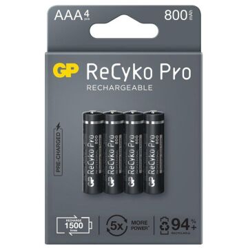 GP ReCyko Pro 800 mAh Ni-Mh 1.2 Volt AAA İnce Kalem Şarjlı Pil 4lü Paket