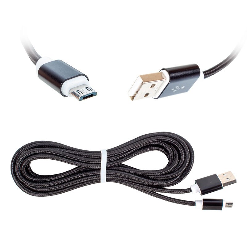 PowerMaster S3-S4 Samsung Micro USB Şarj Ve Data Kablosu 1 Metre Örgülü Siyah