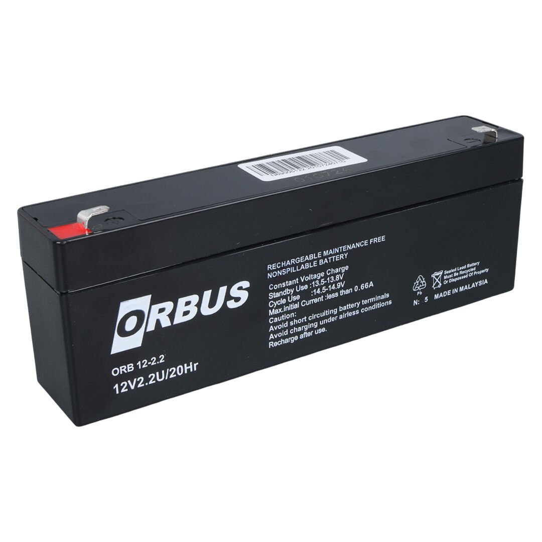 Orbus 12 Volt - 2.2 Amper Yatık Uzun Akü (178x34x60Mm)