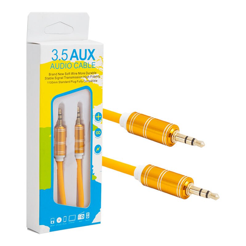 PowerMaster PM-3835 3.5 MM 1.5 Metre Metal Başlık Stereo AUX Kablo Kalın Silikonlu (Erkek/Erkek)