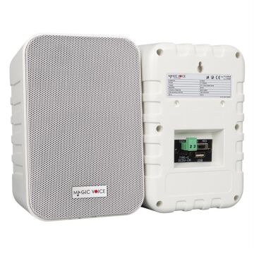 MagicVoice F-LHY4A 4'' (10 CM) Hat Trafolu Duvar Tipi Sütun Hoparlör (10W RMS / 150W Peak - MP3 USB Uyumlu) Çiftli Takım Set - Beyaz