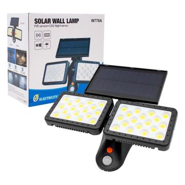 Powermaster Sensörlü 36 Cob Ledli Solar Aydınlatmalı Duvar Lambası W770B