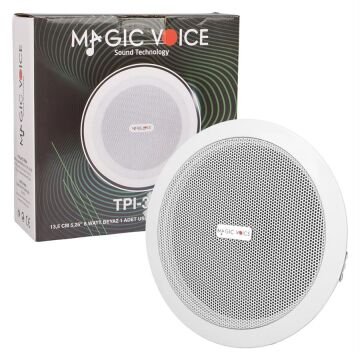 MagicVoice TPI-350 5.25'' (13.5 CM) Hat Trafolu Alçıpan/Asma Tavan Tipi Hoparlör (6W RMS - MP3 USB Uyumlu) - Beyaz