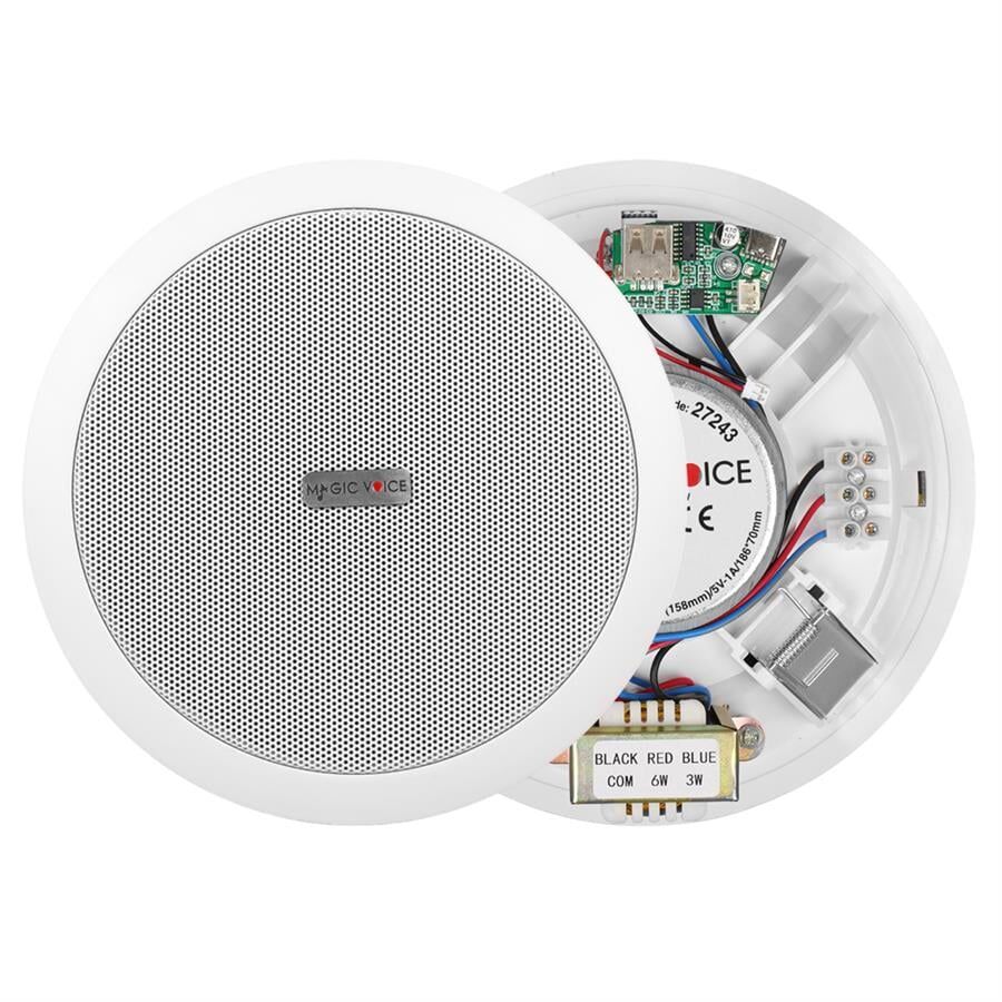 MagicVoice TPI-351 6'' (16 CM) Hat Trafolu Alçıpan/Asma Tavan Tipi Hoparlör (6W RMS - MP3 USB Uyumlu) - Beyaz