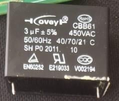 3µF 450VAC CBB61 Motor ve Fan Başlangıç Kondansatörü