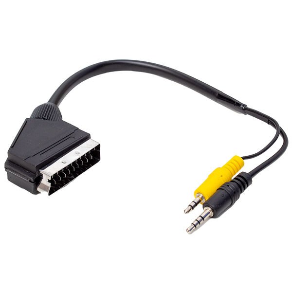 Uydu Alıcısı AV Kablo 3.5 Mm Stereo Erkek-Scart Kablo 35 Cm Uzun-Kısa Jack Bir Arada