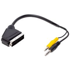 Uydu Alıcısı AV Kablo 3.5 Mm Stereo Erkek-Scart Kablo 35 Cm Uzun-Kısa Jack Bir Arada
