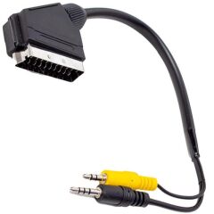 Uydu Alıcısı AV Kablo 3.5 Mm Stereo Erkek-Scart Kablo 35 Cm Uzun-Kısa Jack Bir Arada
