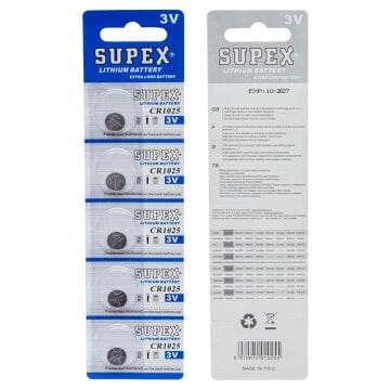 Supex CR1025 3 Volt Lityum Pil 5'li Paket
