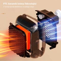PowerMaster PM-26513 800 Watt Priz Tipi Uzaktan Kumandalı Taşınabilir Isıtıcı (Zamanlayıcı - Otomatik Kapanma)