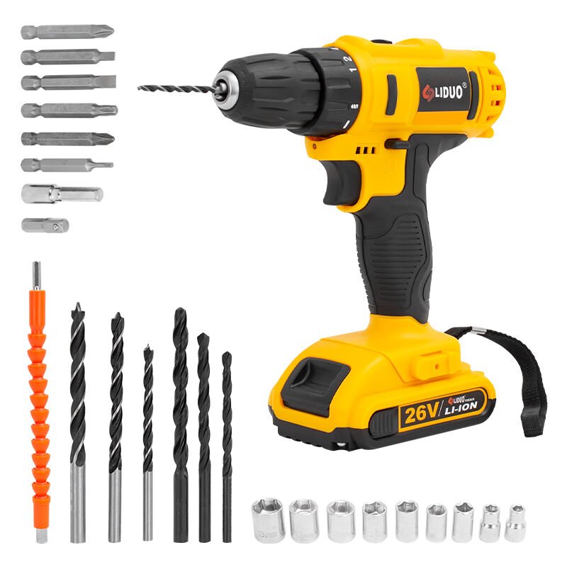 LIDUO 26V LI-ION ÇİFT AKÜLÜ - ÇİFT HIZ KADEMELİ - SAĞA/SOLA-Lİ-ON PİLLİ ŞARJLI ÇOK UÇLU MATKAP SETİ