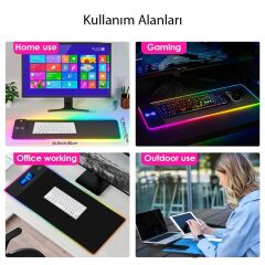 PowerMaster PM-25115 XL RGB Gaming Mouse Pad Wireless Telefon Şarj Destekli 14 Modlu