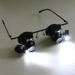 NO.9892A-II Gözlük Tip Kuyumcu Saatçi Büyüteci Çift Led Işıklı 20X