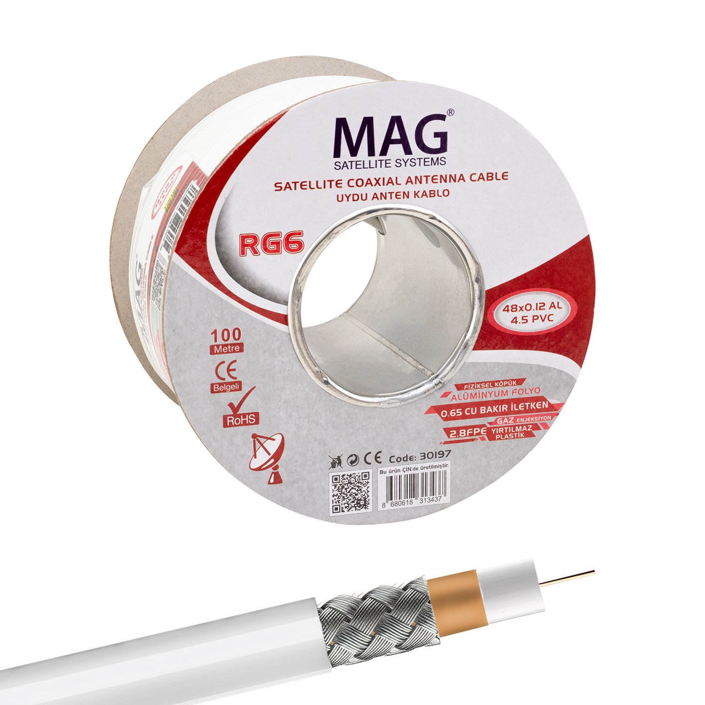 Mag RG59 FA Mini Anten Kablosu 100 Metre