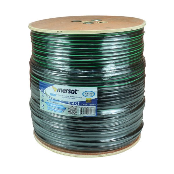 Mag RG6-U6 Cu-Cu Bakır Yeşil Anten Kablo 300 Mt