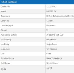 Bakon BK500C-3X Akrobat Büyüteç