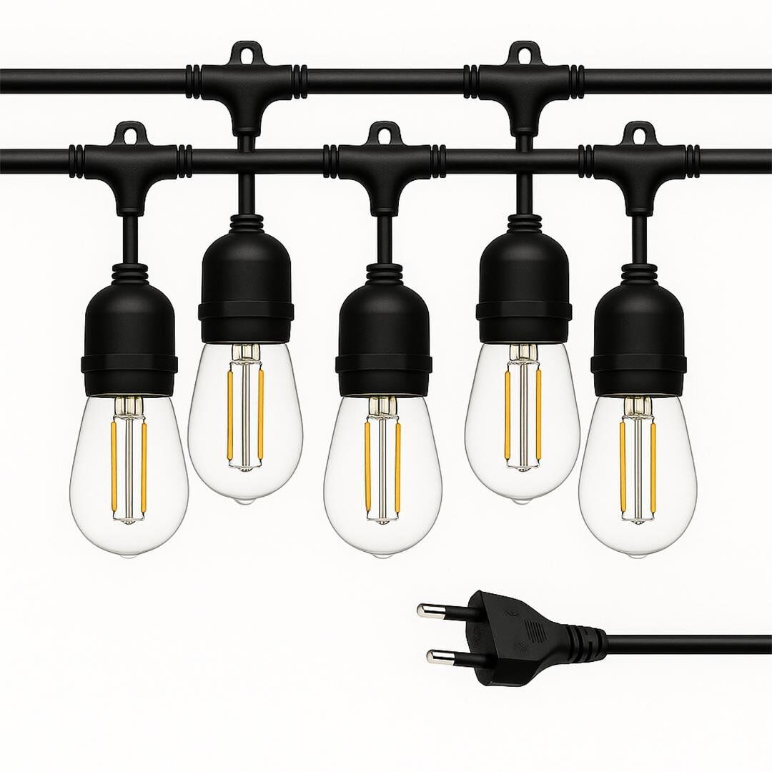 Ledx KB00001 5'li E27 Duy Sıralı 5 Metre Lamba Kablosu (5 Adet Duy İçerir)