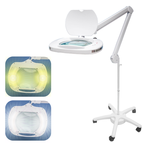 6030 Sarı ve Beyaz Işıklı Geniş Mercekli Ayaklı Büyüteç