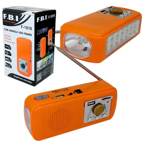 FBI F-1818 ÇOK AMAÇLI LED FENER USB/SD/FM