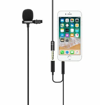 Powermaster JH-043-A Cep Telefonu için 3.5 mm Jack Girişli Youtuber Yaka Mikrofonu