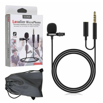 Powermaster JH-043-A Cep Telefonu için 3.5 mm Jack Girişli Youtuber Yaka Mikrofonu