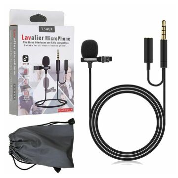 Powermaster JH-043-A Cep Telefonu için 3.5 mm Jack Girişli Youtuber Yaka Mikrofonu