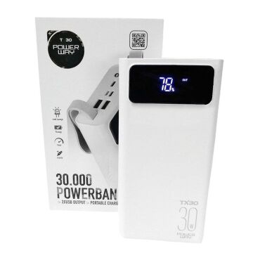 Powerway 30000 mAh Dijital Göstergeli Powerbank TX30