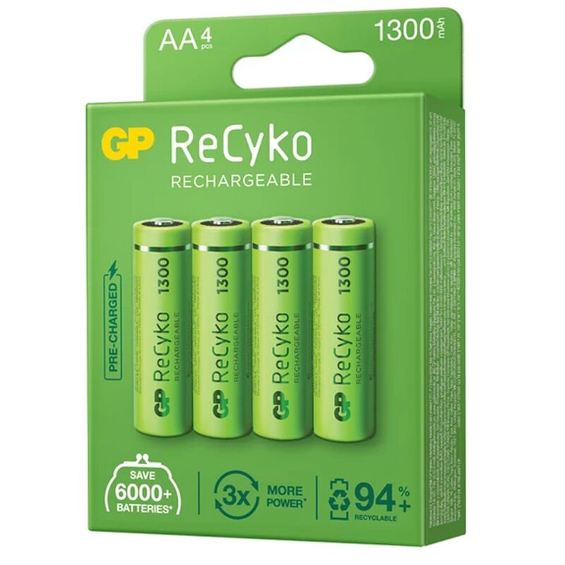 GP Recyko 1300mAh NI-MH R6 Şarjlı AA 4'lü Kalem Pil