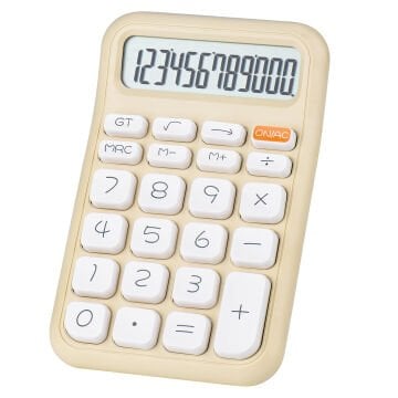 Powermaster PM-25408 Krem Renk Beyaz Tuş 12 Haneli Hesap Makinesi