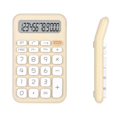 Powermaster PM-25408 Krem Renk Beyaz Tuş 12 Haneli Hesap Makinesi