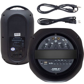Shile SL-2018A El Mikrofonlu-Kumandalı USB/SD/BT Işıklı Taşınabilir Şarjlı Seyyar Anfi