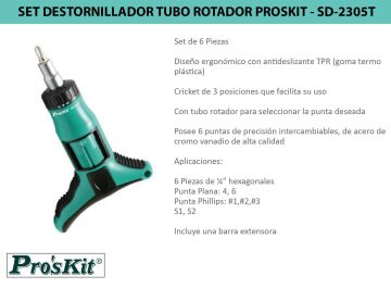 Proskit Sd-2305T 9 Parça Tornavida Seti