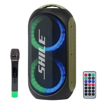 Shile SL-2019 Taşınabilir Profesyonel Bluetooth Parti Hoparlörü – 30W Güçlü Ses, Kablosuz Mikrofon ve RGB Işık Show