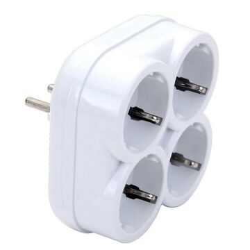 De-Pa 10004 Topraklı 16 Amper 250 Volt Beyaz 4'lü Çok Amaçlı Golyat Priz